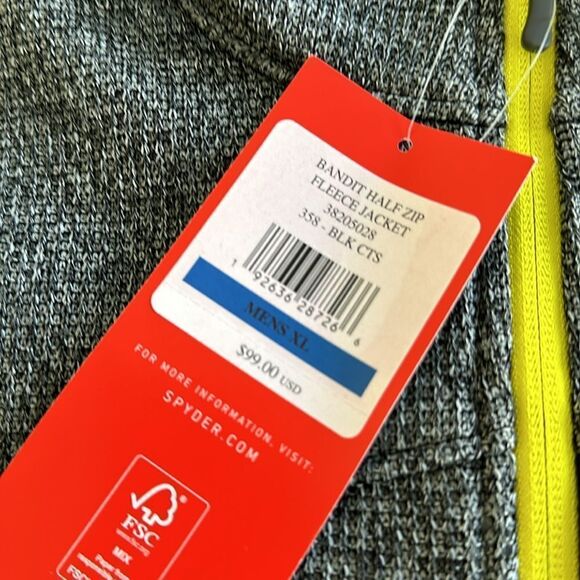 Spyder Bandit Half Zip Fleece Jacket Black CTS CL NWT - Picture 3 of 4